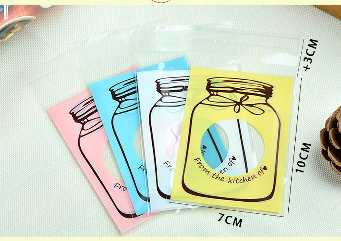 100Pcs Cartoon Candy Cookie Koekjes Verpakking Zakken Bag Zelfklevende Plastic Zakken Bruiloft Verjaardag Feestartikelen