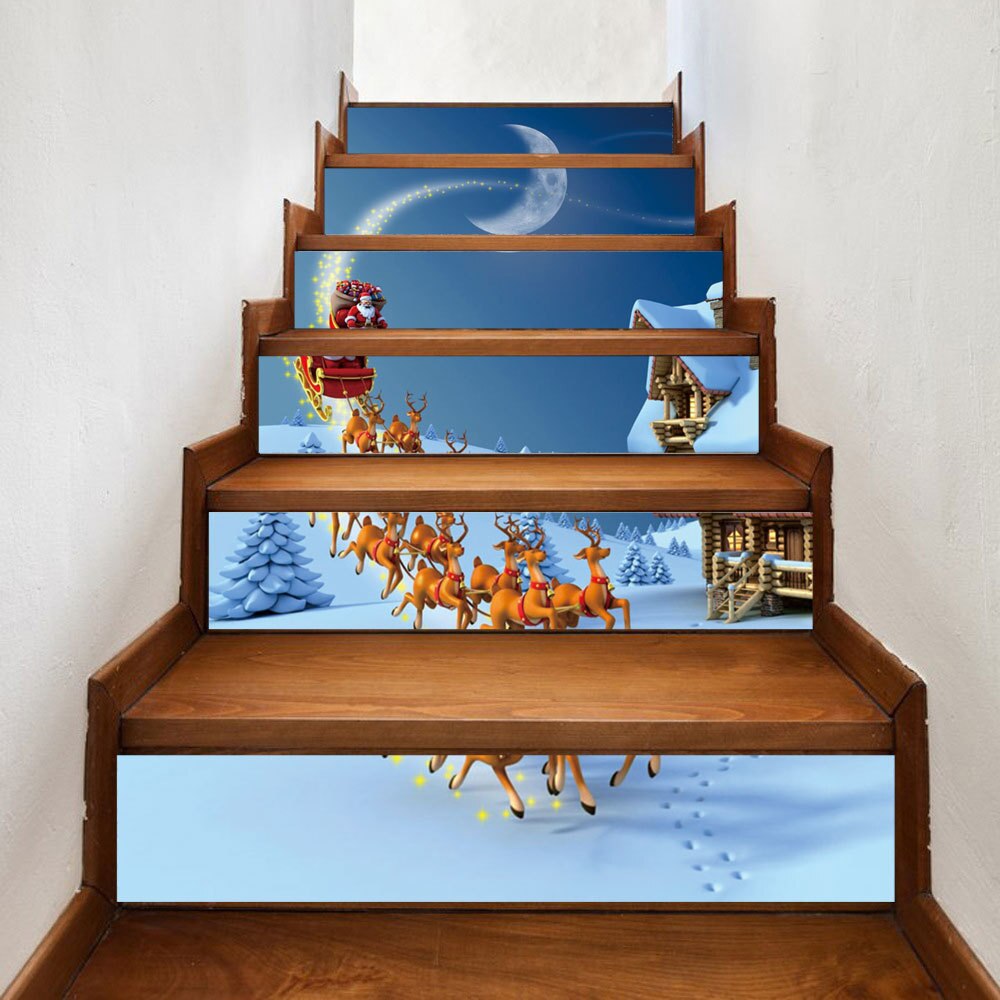 Merry Christmas Wall Stickers stairs Glass Stickers Christmas Decorations For Home Christmas Ornaments Xmas Year