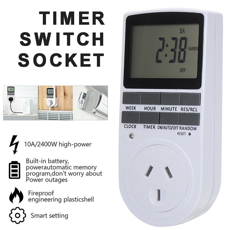 Digital LCD Display Timer Switch Automation Socket Electric Programmable Power Analysis Instrument Timers Test Tool 240V AU Plug