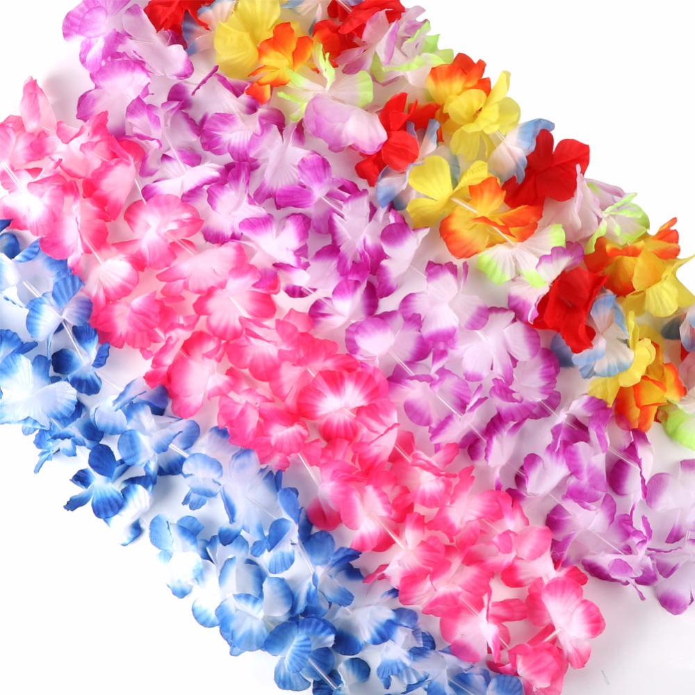 Ourwarm 12 sæt hawaiisk bryllup bord dekoration blomster krans og palmeblade luau fest gør-det-selv dekoration dekorative blomster