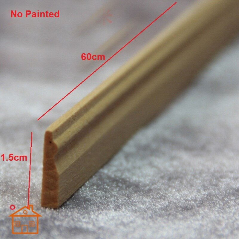 Baseboard Molding dollhouse miniature trim skirting board 1/12 scale DIY L60cm*1.5cm #B002: Wooden