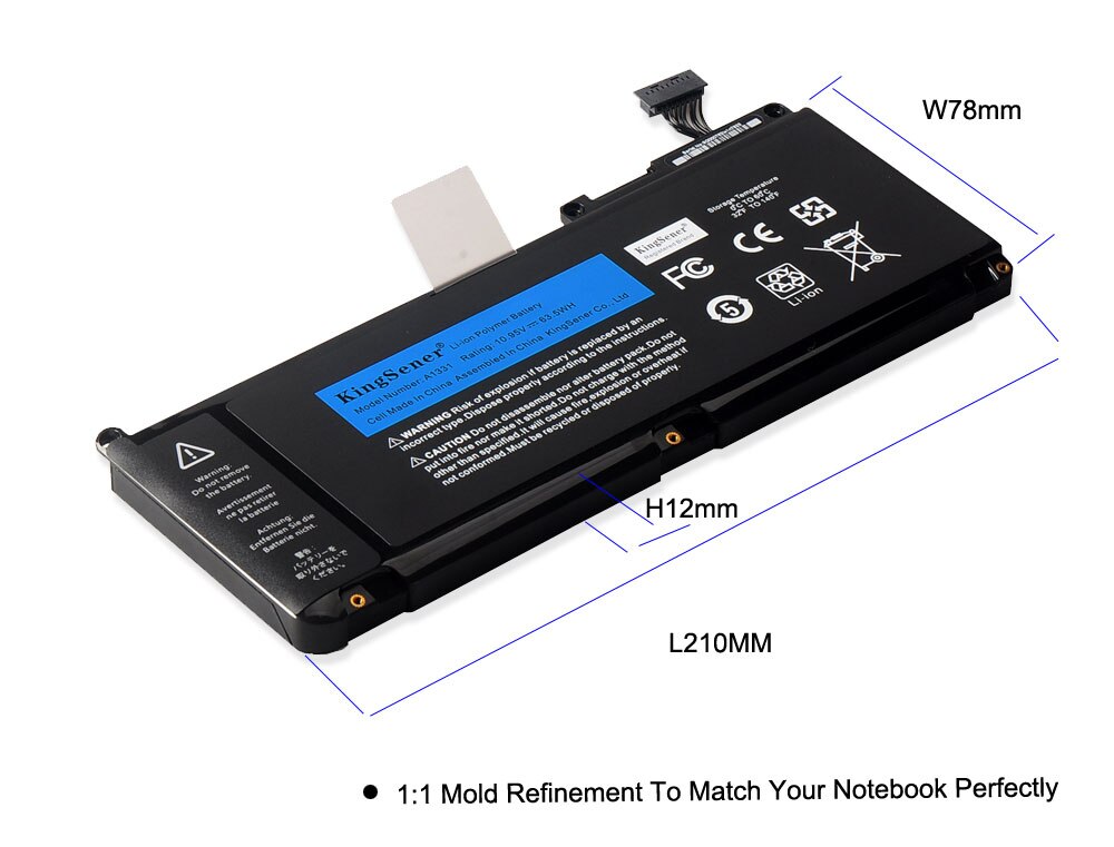 Kingsener nowa bateria robić laptopa A1331 robić jabłko MacBook 13.3 "A1342 Unibody MC207LL/A MC516LL/A 020-6809-A 10.95V 63,5wh