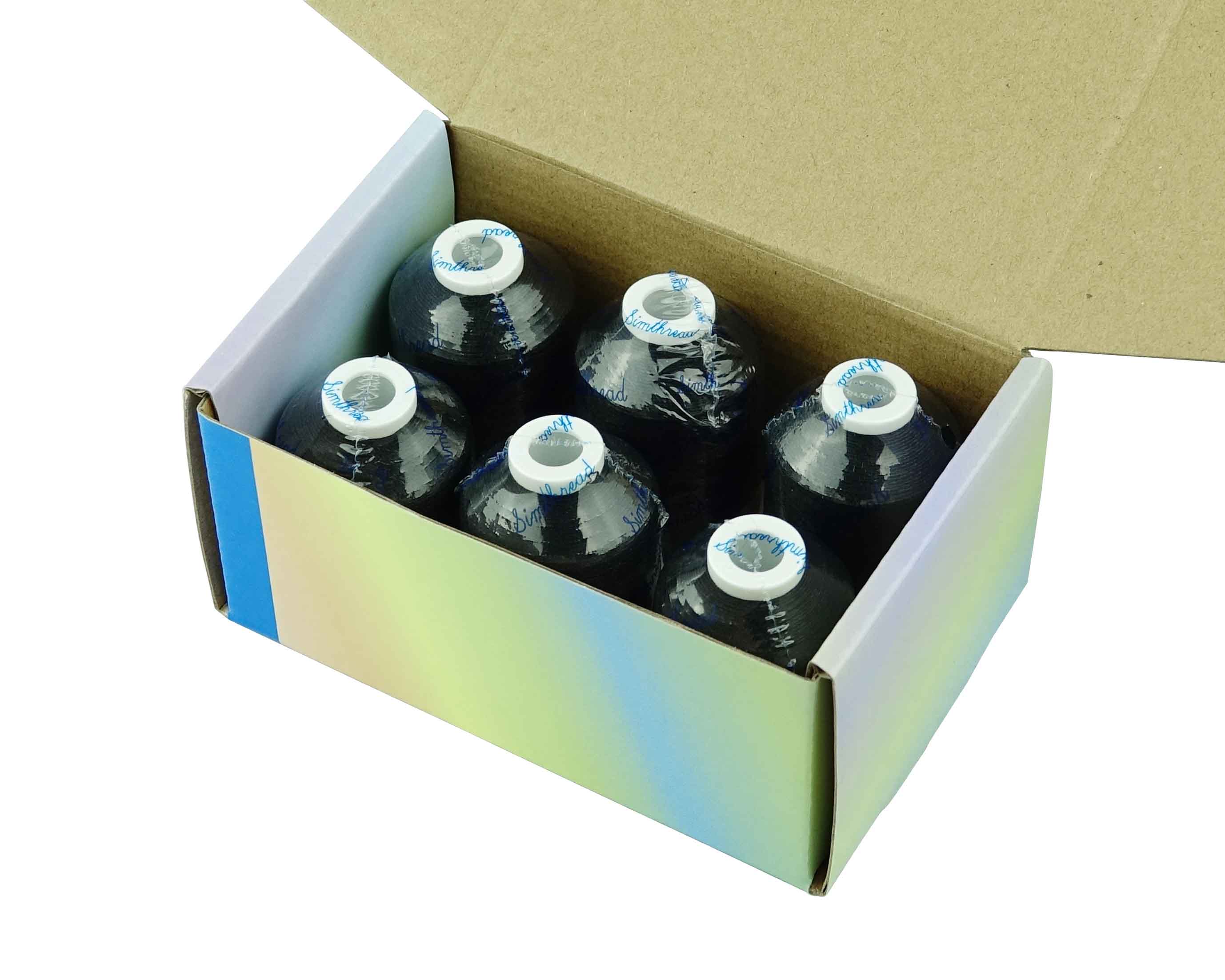 Simthread Polyester Embroidery Machine Thread White and Black Available 6 Spools/Kit, 1,100 yards/spool: 6 spools black