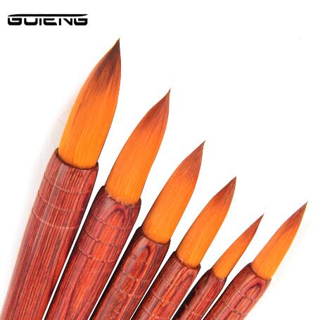 1 stück Handgemachte Eichhörnchen der Haar Künstler Aquarell Pinsel Französisch Stil Spitzen Malerei Pinsel Für Aquarell Kunst Liefert: 1pcs Red Number 1