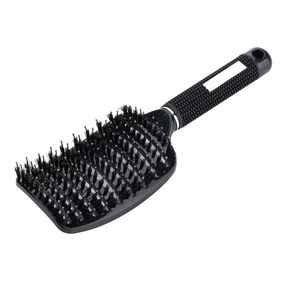Cepillo con Cerdas de Nailon para el Cabello de Mujer, Peine para Masaje de Pelo Rizado o Mojado, Accesorio de Estilismo y Peluquería ideal para Salón de Belleza: Black B