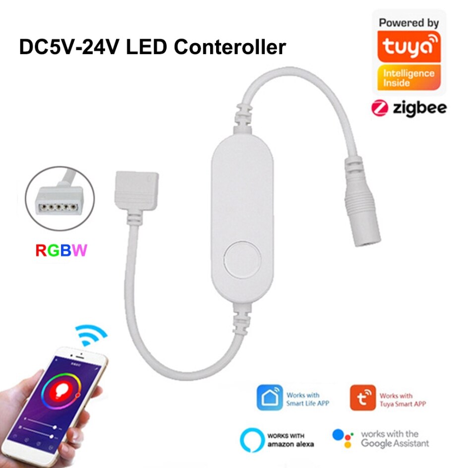 Tuya zigbee-lichtleisten-controller, led-lichtleisten-controller, rgb-  dc 5-24v- lampen-streifen-dimmer: Rgbw 5 löcher