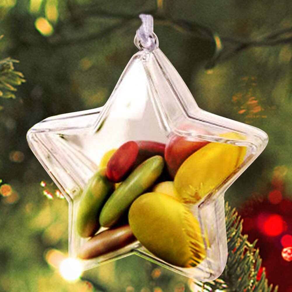 10 Sets 80Mm Diy Invulbare Ballen Clear Plastic Ornamenten Ballen Kerstboom Ornament Snuisterij Feestartikelen (Ster Vorm)