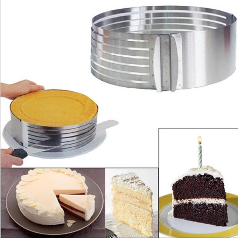 Verstelbare Cake Cutter Rvs Intrekbare Cirkelvormige Ring Cakevorm Gelaagde Ring Cake Bakken Tool Kit Set Mould Snijdende