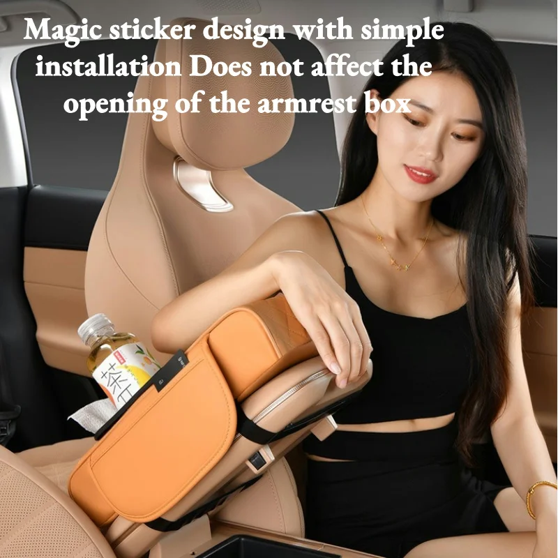Auto Armsteun Middenconsole Kussen Dikker Armsteun Box Pad Zijverlenging Kussen met Bekerhouder Tissue Box Organizer Bag