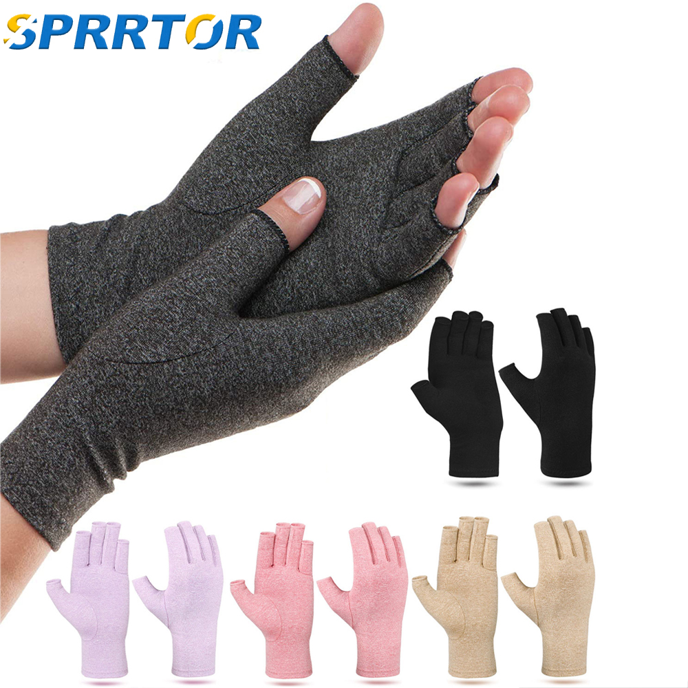 1 paire de gants de Compression pour l'arthrite, pour soulager l'arthrite rhumatoïde, le canal carpien, les douleurs articulaires, gant ouvert sans doigts, soutien du poignet