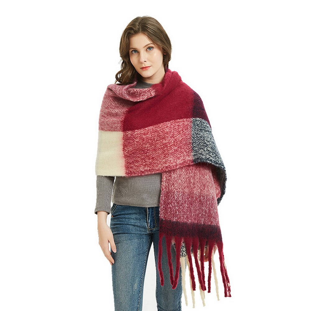 Moda barato grande xadrez cachecol inverno marca de luxo caxemira quente cachecóis feminino 2019 xale com borlas bufandas hombre