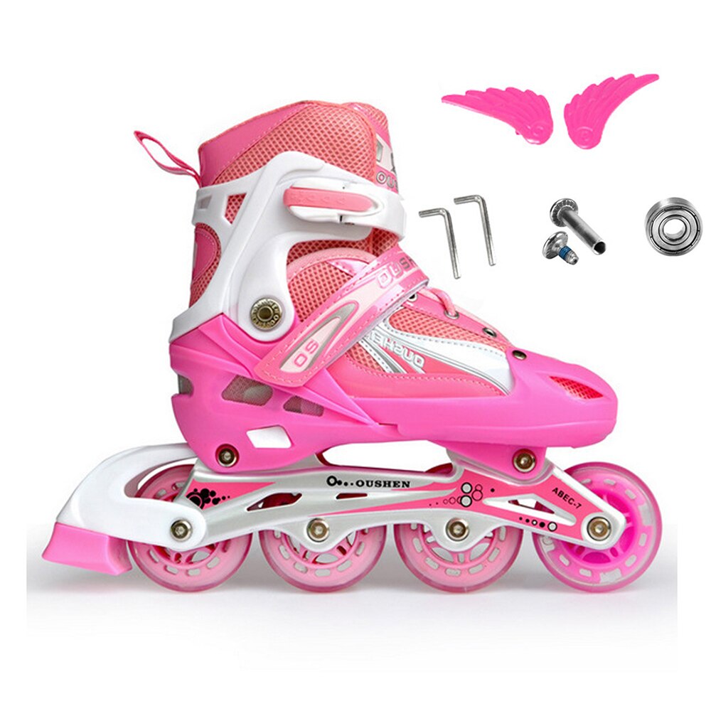 Einstellbare Inline Geschwindigkeit Rolle Rollschuhe Schuhe skaten Schuhe Turnschuhe Für draussen drinnen Sport Professionelle freundlicher Pu 4 Räder: Rosa / l