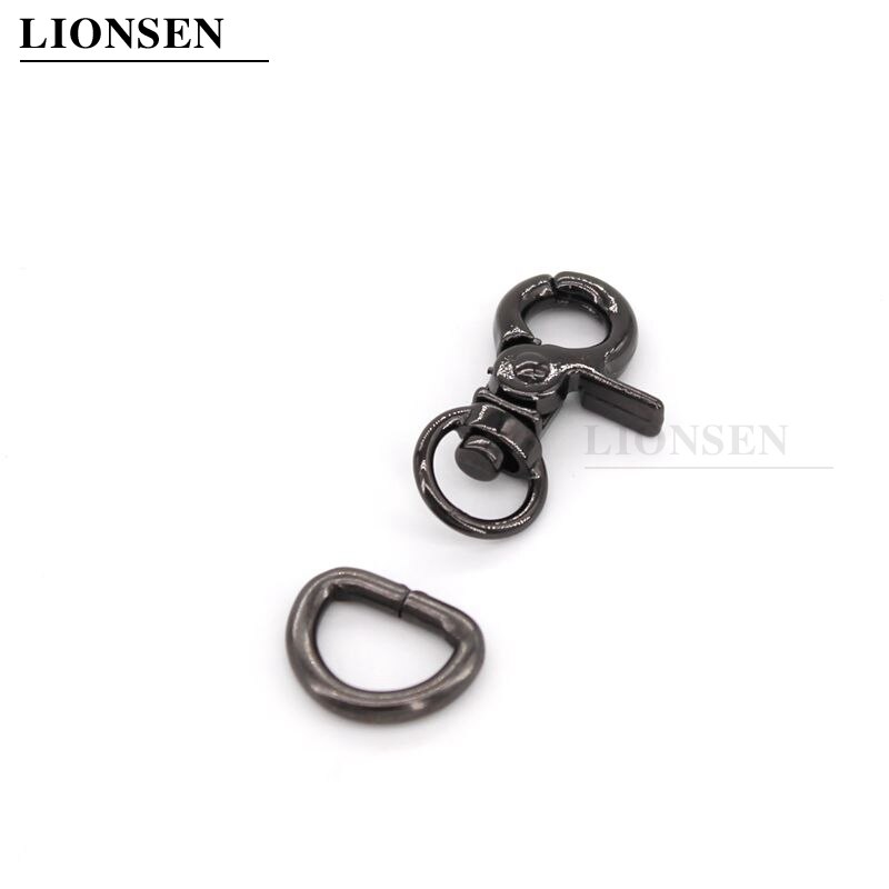 Lionsen 8Sets Metalen Trigger Sluitingen Clips Snap Gesp Haak D Ring Voor Sleutelhanger Diy Tas Sleutelhanger Handtas Hardware accessoires: Gun black