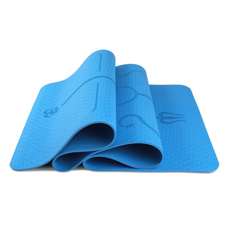 TPE Yoga Double Layer Non-Slip Mat Yoga Exercise Pad with Position Line For Fitness Gymnastics and Pilates: A5