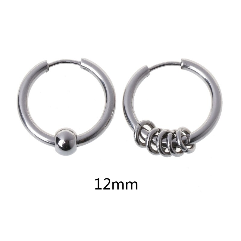 1 Paar 8Mm-20Mm Titanium Staal Hip Hop Hoop Earring Kraakbeen Helix Piercing Oorbellen: NO.12 Earrings