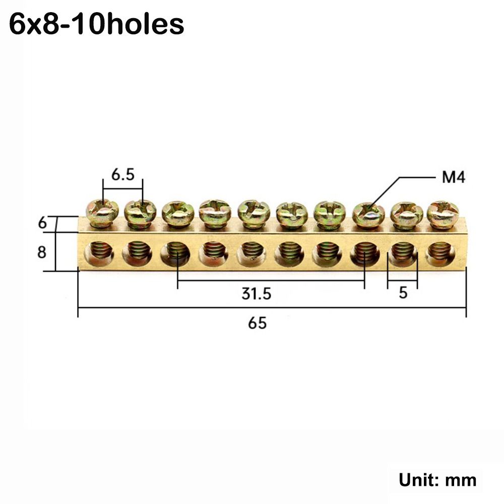 Copper Wire Connector Multi-specification With Hole Screw Brass Connection Row Zero Ground Terminal Electrical: Cyan