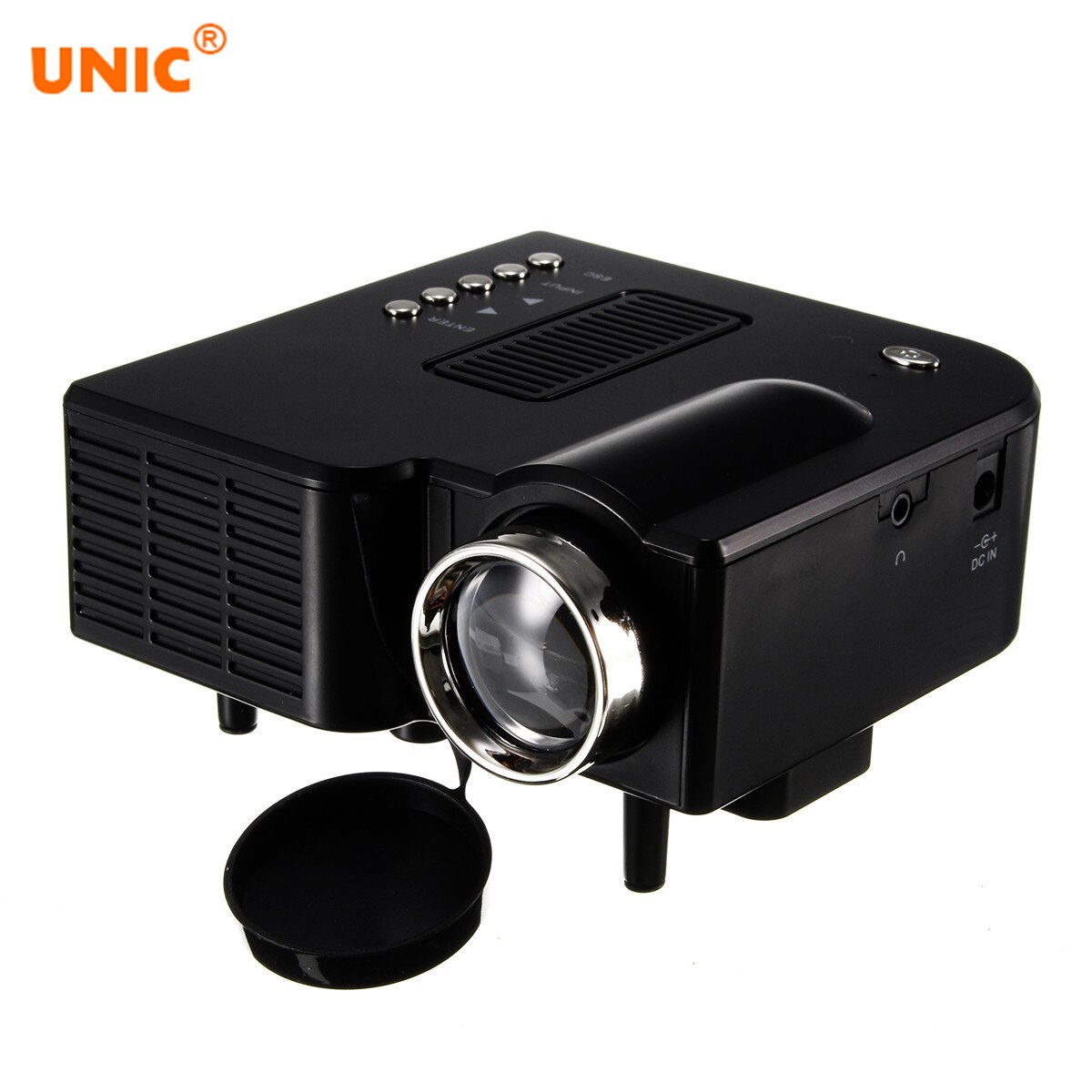 UNIC UC28 + proyector LED portátil Cinema Theater Mini proyector USB/SD/AV entrada Mini proyector de entretenimiento: AU Plug Black