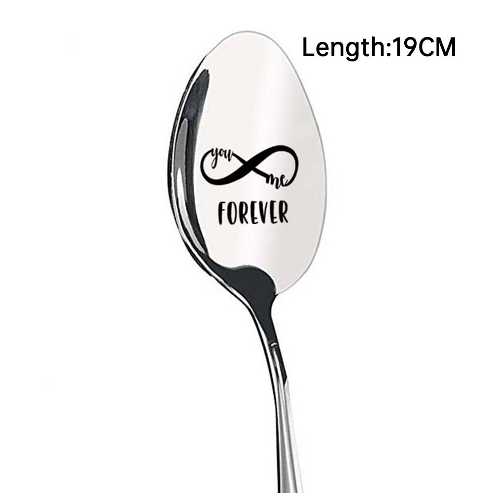 Valentine Dessert Spoon Household Use Teaspoon Year Coffee Spoon Lettering Long Handle Coffee Tea Ice Cream Tableware: 11