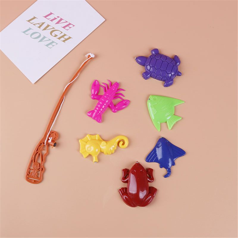 7pz Giocattoli di Pesca Magnetici per I Bambini 6 Tipi Di Pesce + 1 Canna Da Pesca impostato di Crescita Di puzzle Gioco di Pesca genitore-bambino Giocattolo