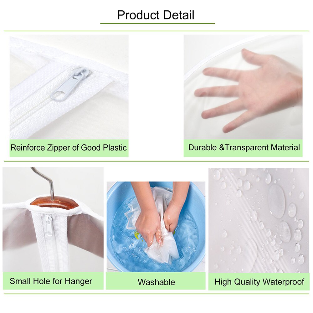 6pcs/set Transparent Clothing Covers Garment Suit Dress Jacket Clothes Coat Dustproof Cover Protector Travel Bag Dust Cover