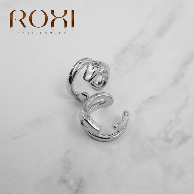 Roxi simples estrela cobra sem piercing orelha punhos para mulheres meninas festa brincos clipe de cristal em brincos 925 prata jóias de casamento: snake silver