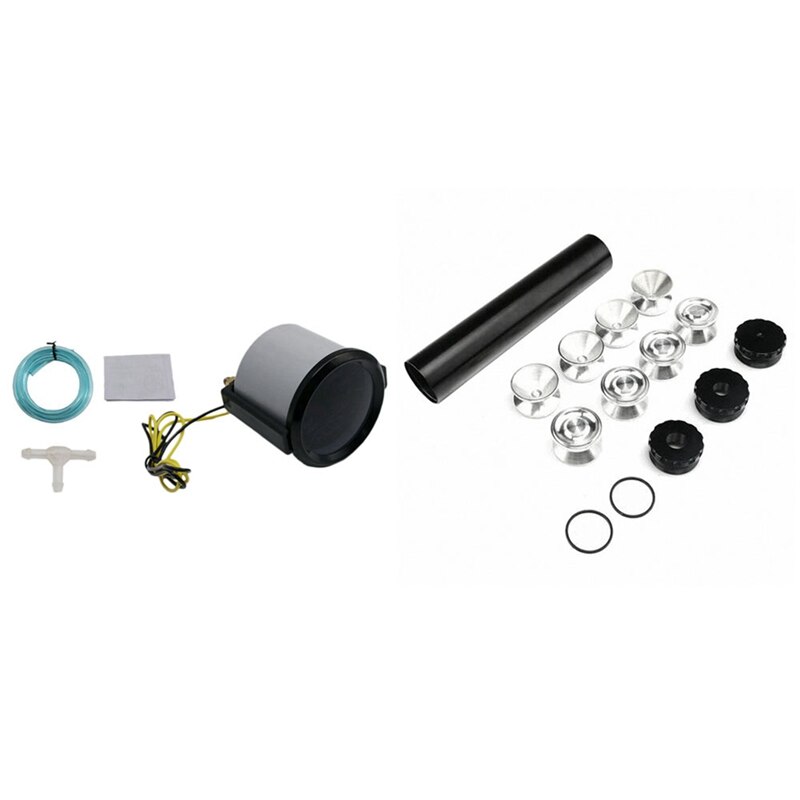 1 Set 52mm 2 Inch LED Turbo Boost Press Pressure Vacuum Gauge Meter & 1 Set 9 Inch Car Fuel Filter D Cell Cups
