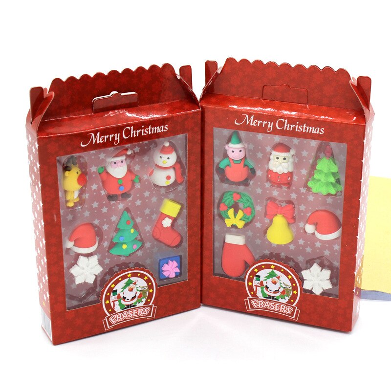 1 juego lindo Kawaii muñeco de nieve Santa Claus árbol de Navidad goma de borrar conjunto escuela Oficina suministros para borrar para niños