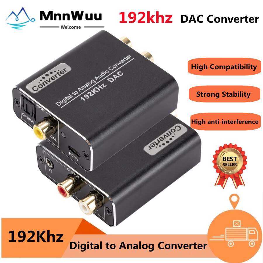 192Khz Dac Digitaal Naar Analoog Converter Optische Coax Fiber Spdif Naar Rca 3.5Mm Jack Audio Adapter Met Optische kabel Adapter