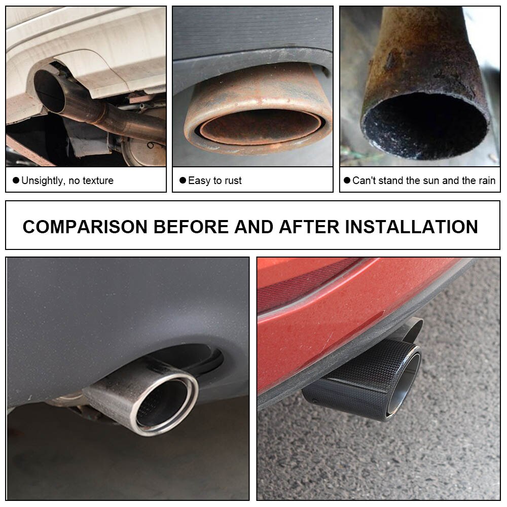 G-Części czarny samochód błyszczący węgiel błonnik walcowanie krawędź stal nierdzewna AK ogon układ wydechowy rury tłumik tylny końcówki uniwersalny