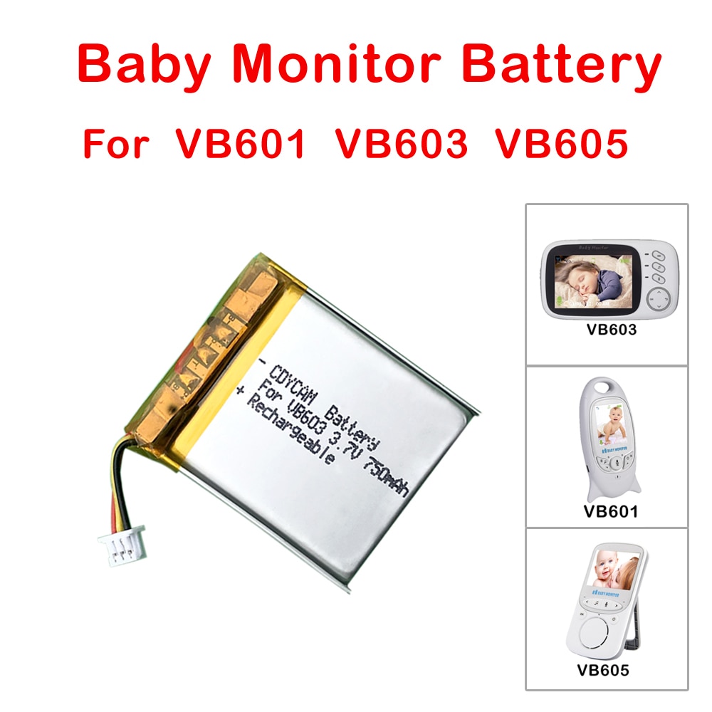 VB603 Baby Monitor Battery VB605 VB603 Battery ,3.7V 750mAh Replacement Battery USB Charger for Video Nanny Bebe Monitor BM603