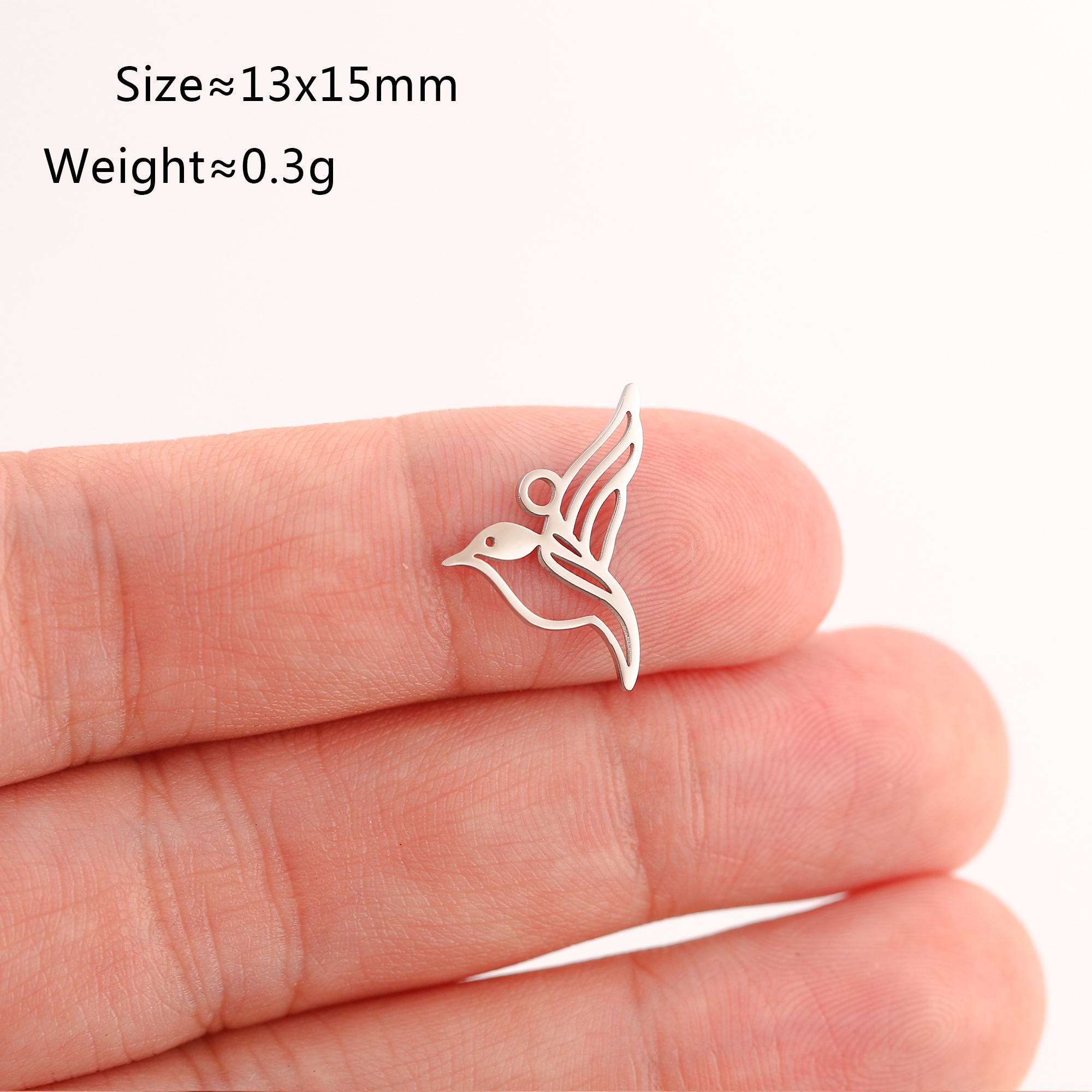 5 stuks/set dierenklauw bedeltjes van roestvrij staal: kat/olifant/kolibrie/yoga bedeltje voor het maken van doe-het-zelf kettingen, oorbellen, sieraden en hangers: Bruin