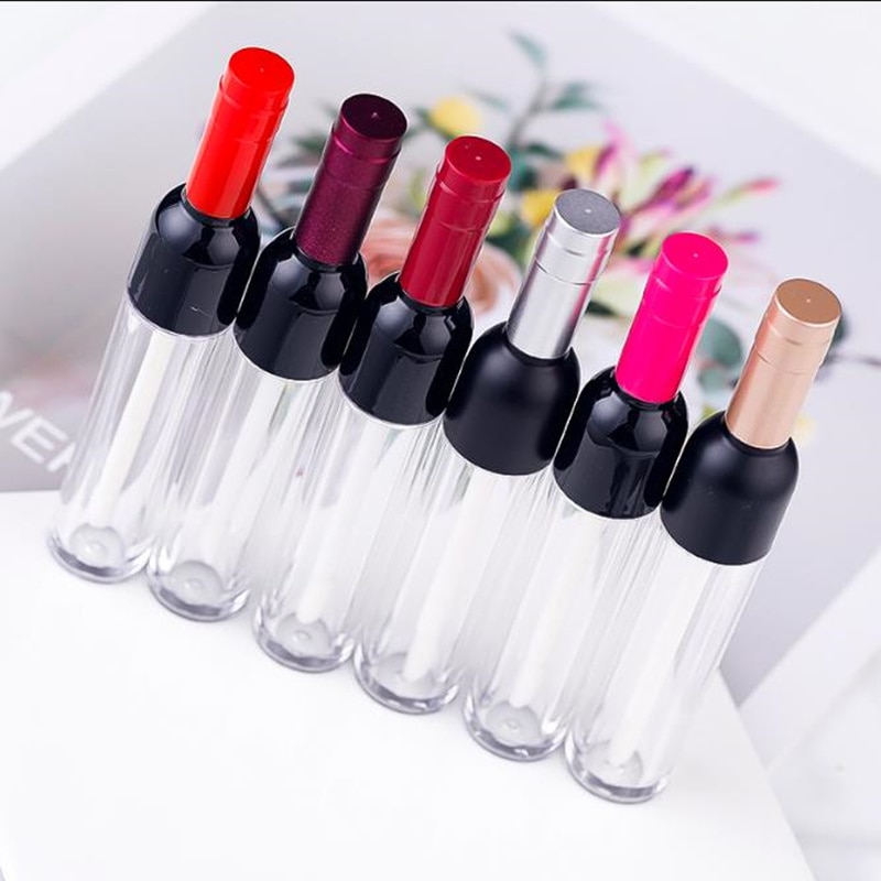 5-7ml Leere Wein Förmigen Lippe Glanz Rohr Lippenstift Rohre Silber/Gold/verrotten/Rosa Reffilable flasche Kosmetische Verpackung Container