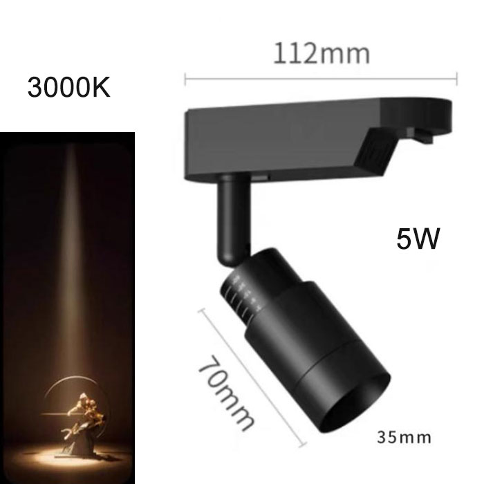 Schwarz Weiß Zoombar 3 ° /8 ° /15 ° /24 ° /36 ° /45 ° /60 ° 3000K LED-Schienenbeleuchtung, verstellbare Schienenlampenköpfe mit Strahlgrad für Akzenttacken: Orange