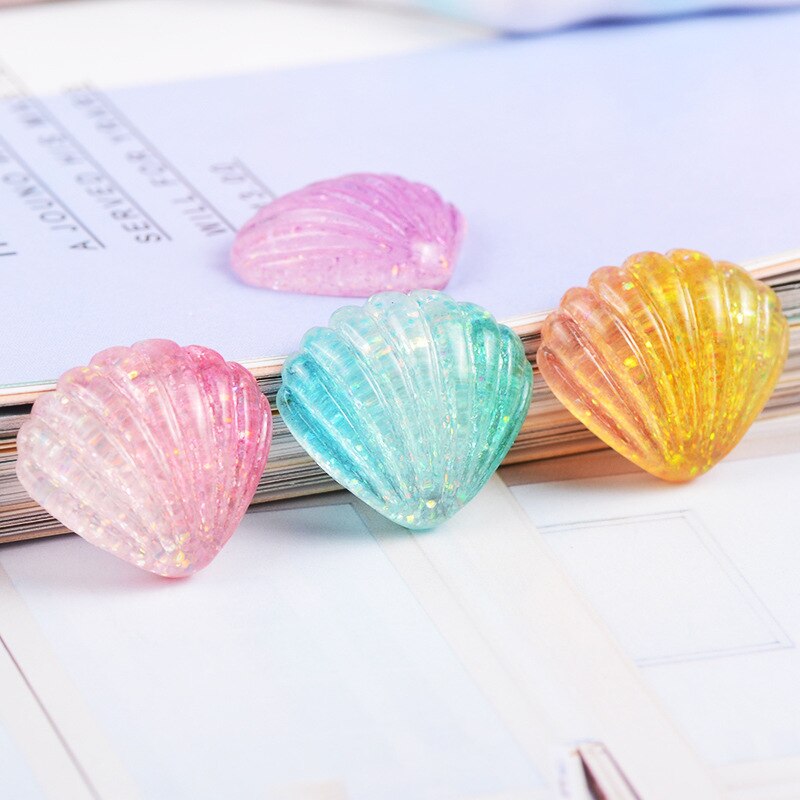 20 stk glitter ocean perle shell harpiks miniaturer diy håndværk kunst boligindretning tilbehør telefon shell patch kunstmaterialer