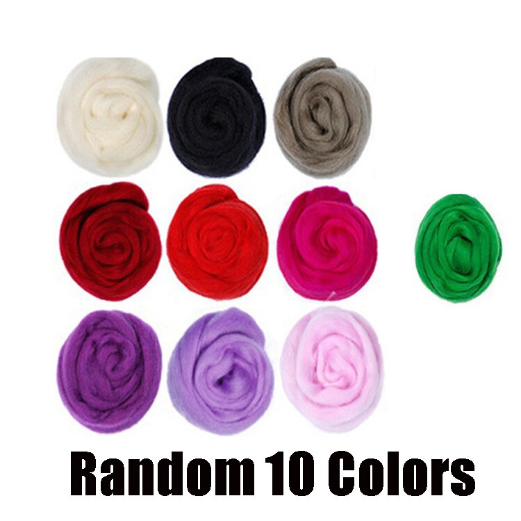 40/25/10 Colors Set Needle Felting Kit Wool Roving Needle Felting Starter Kit Wool Felt Tools with Felting Tool: 10 Colors no tool