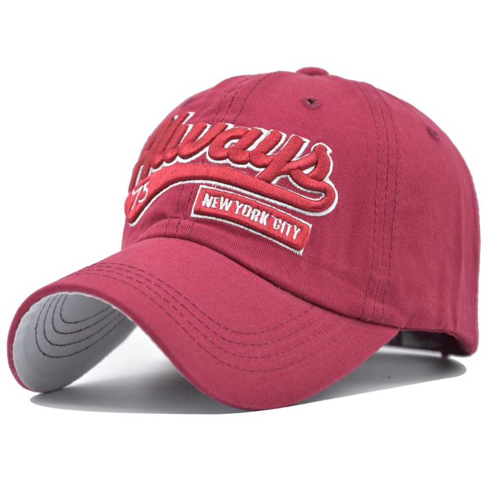 75 brev far hat bomuld broderi baseball cap mænd og kvinder elskere hat snapback sol hat peak cap afslappede hatte: Rødvin