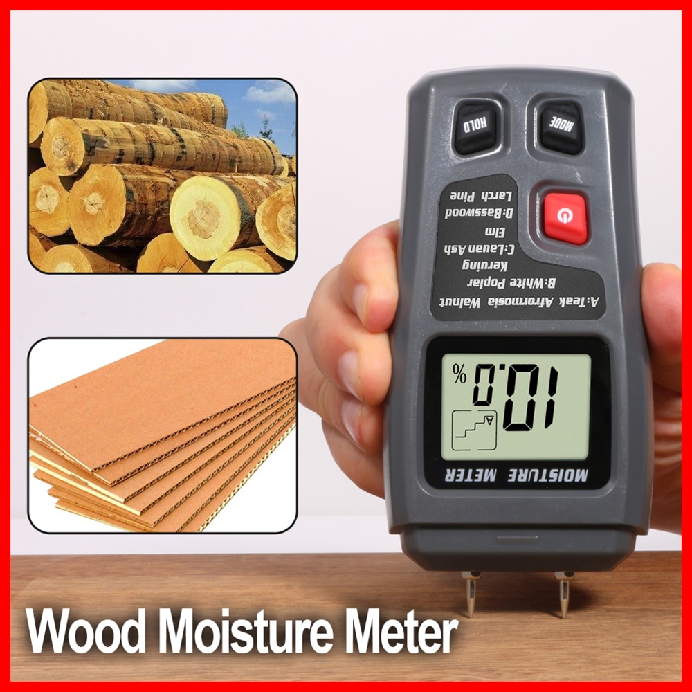 RZ Portable High Precision Wood Moisture Meter Hygrometer Density Digital Electrical Tester Measuring tool 0~99.9%