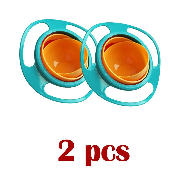 2 Stks/partij Met Deksel Gyro Kom 360 Draaien Praktische Kinderen Balans Gyro Spill-Proof Effen Feeding Kinderen Servies: LightGreen-2pcs