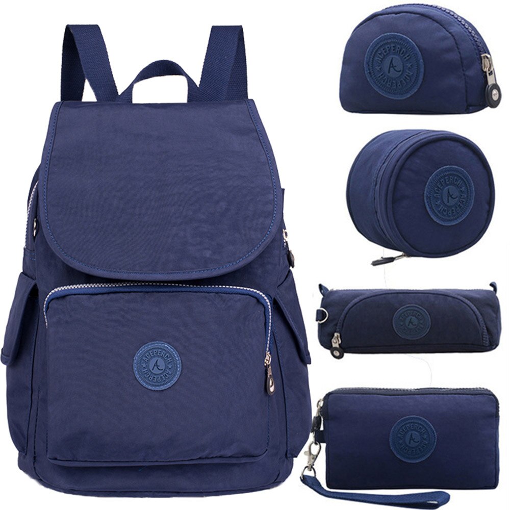Aceperch Vrouwen Nylon Originele Rugzakken Mochila Escolar Feminina Meisje Casual Waterdichte Rugzak Tas Laptop Bagpack Mochilas Mujer: Blue