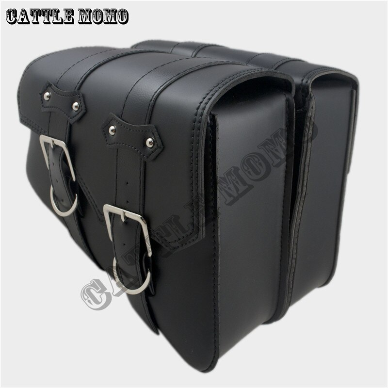 PU Leer Motorfiets Zadeltassen Side Bag Bruin/Zwart Motor Chopper Fiets Tool Bag voor Sportster XL883 XL1200 Motorfiets tassen: Black