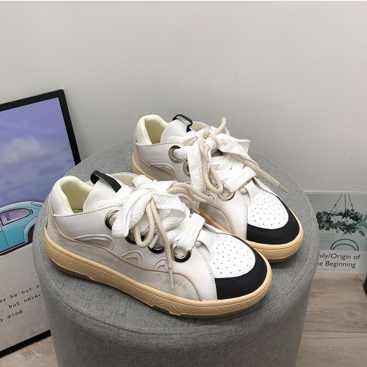 Women Skateboarding Shoes,Casual Shoes,Canvas Shoes with Exaggerated Shoelaces,Size 35-40: black / 36