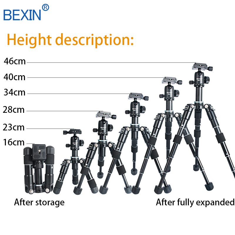 BEXIN Travel flexible portable lightweight camera desktop Tabletop mini ball head tripod phone stand holder mount for DSLR SLR