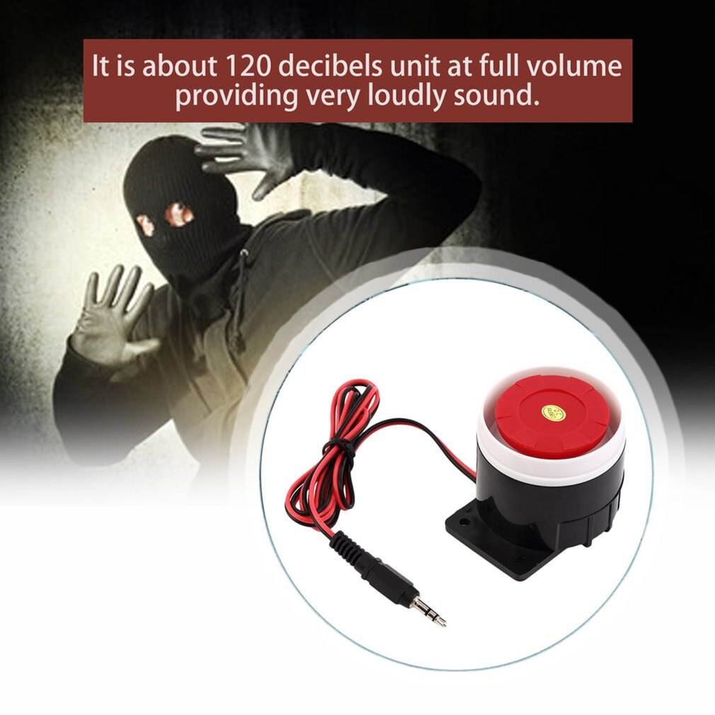 Super højt 120db lyd alarmsystem kompakt  dc 12v indendørs sirene holdbar kablet mini horn sirene til sikkerhed i hjemmet