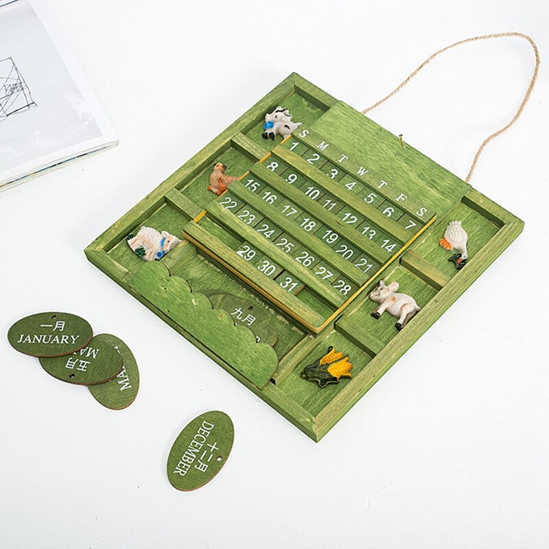 Mini calendrier mural en bois, petit calendrier en bois, décoration nordique, style méditerranéen, pour le bureau