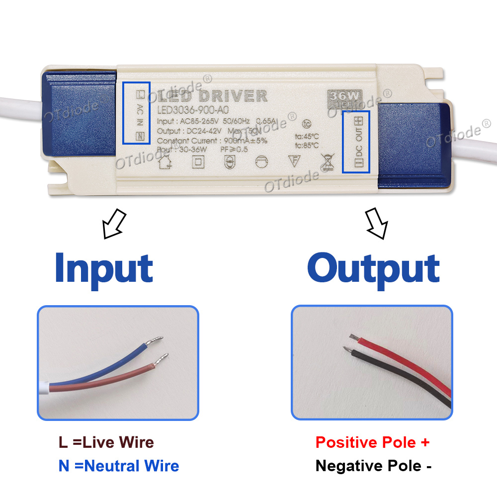 Transformateur de pilote LED 20W-50W DC24-42V 500mA 600mA 700mA 800mA 900mA 1000mA 1200mA 1500mA, alimentation sans scintillement, remplacement de la durée de vie