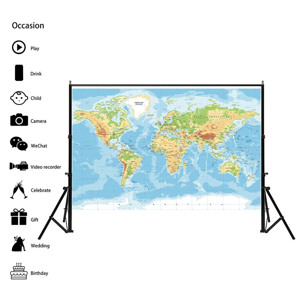 150x100cm Non-Woven Mercator Projection World Map HD World Map For Education And Culture