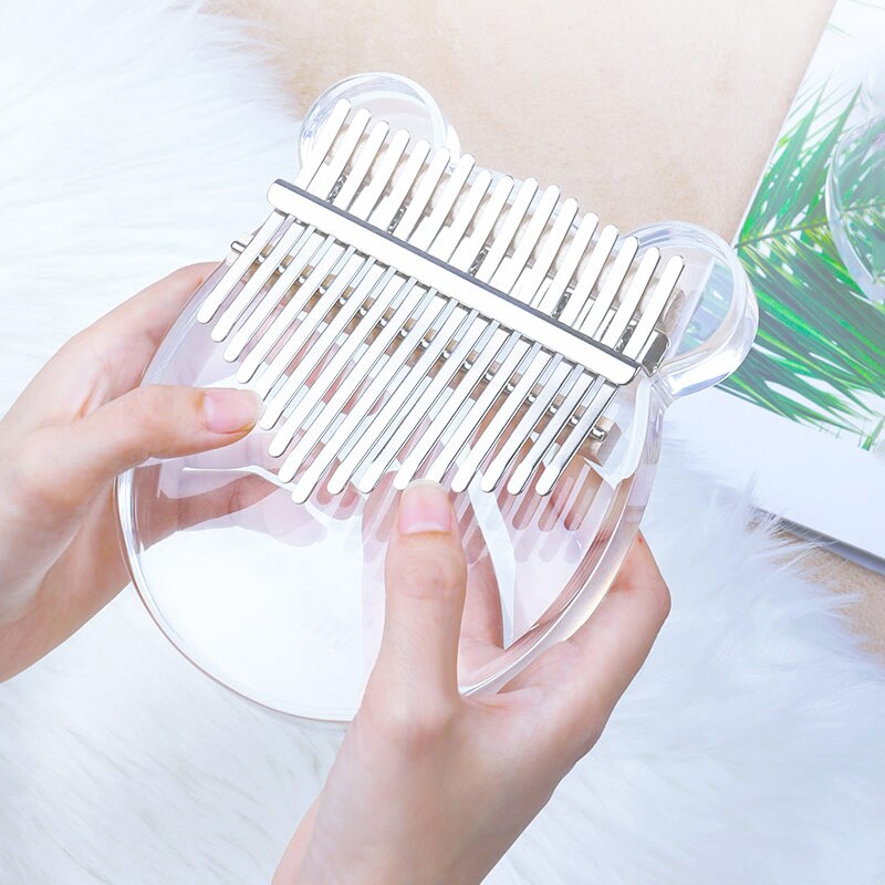Rainbow Clear Kalimba Thumb Piano 17 Key High Solid Finger Piano Transparent Body Crystal Acrylic Musical Instruments: Crystal Bear