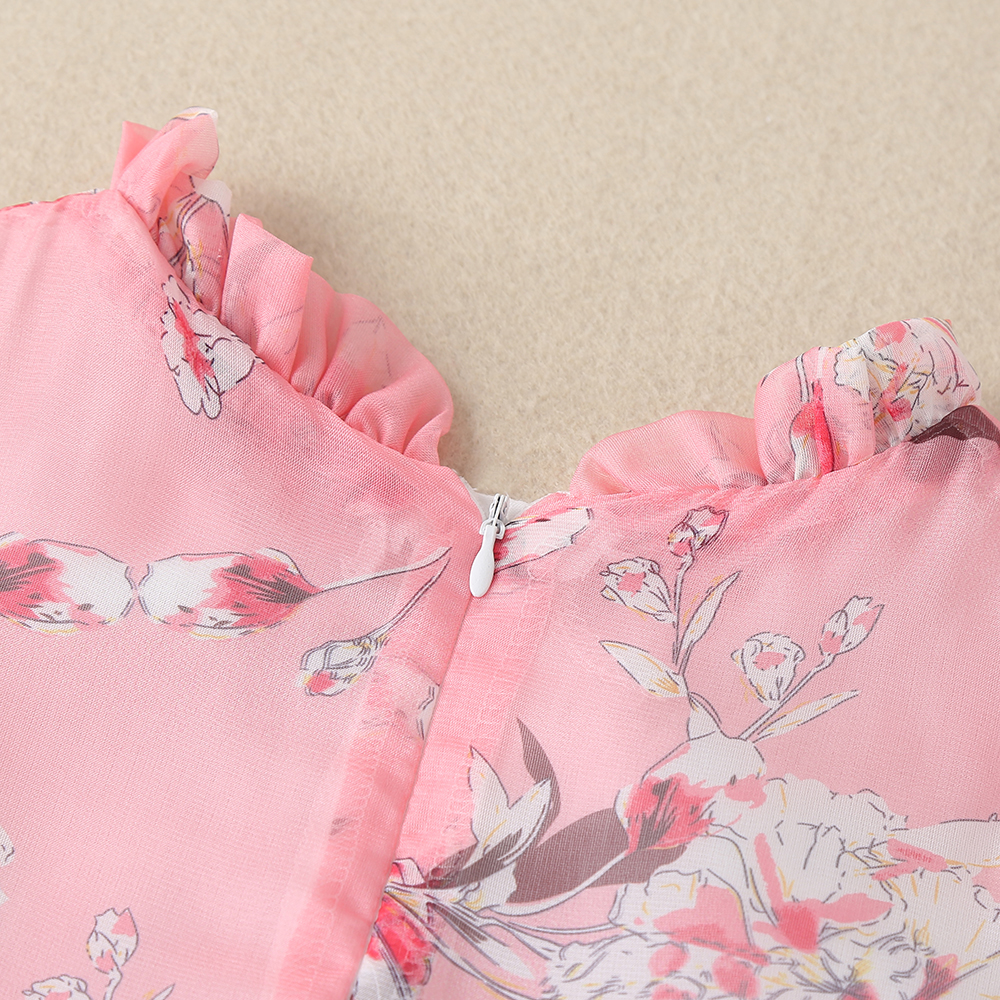 Girls summer dress children's clothing girls short-sleeved flower dress children's summer sweet princess dress tutu skirt