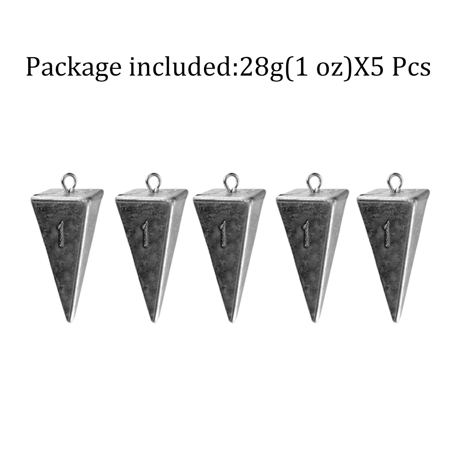 5Pcs Piramide Sinker Gewichten 1Oz 2Oz 3Oz 4Oz Vissen Lood Sinker Gewichten Voor Zoutwater Zoetwater visgerei Accessoires: 5pcs 1oz