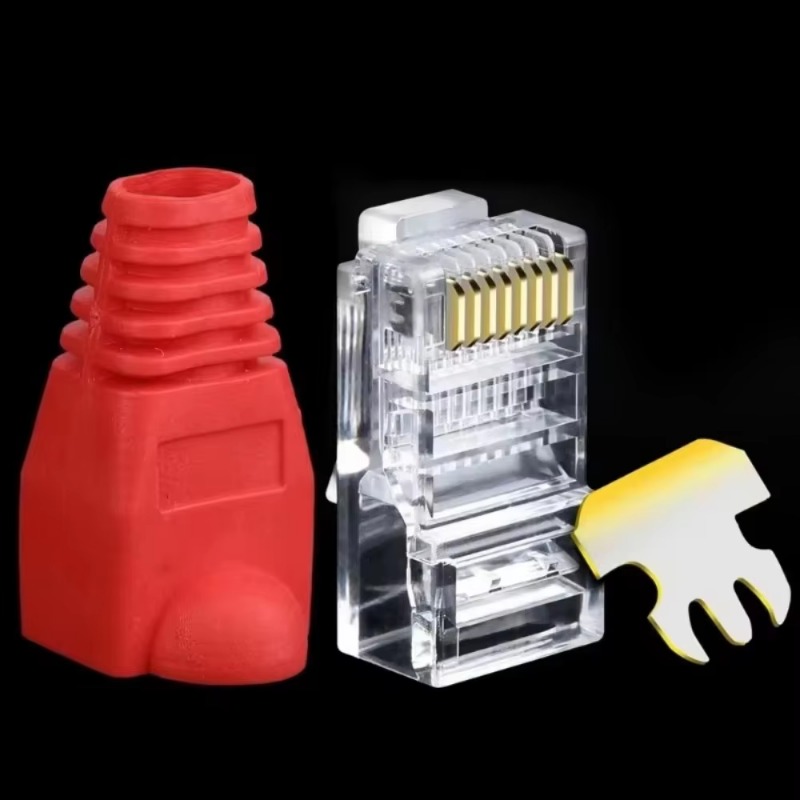 100/1 stuks gemengde kleuren cat 5e cat 6 rj45 ethernet netwerkkabel trekontlastingshulzen kabelconnector stekker afdekkingen beschermhoes